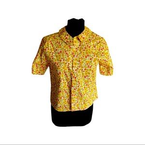 Vintage Japanese button down blouse in bright floral pattern